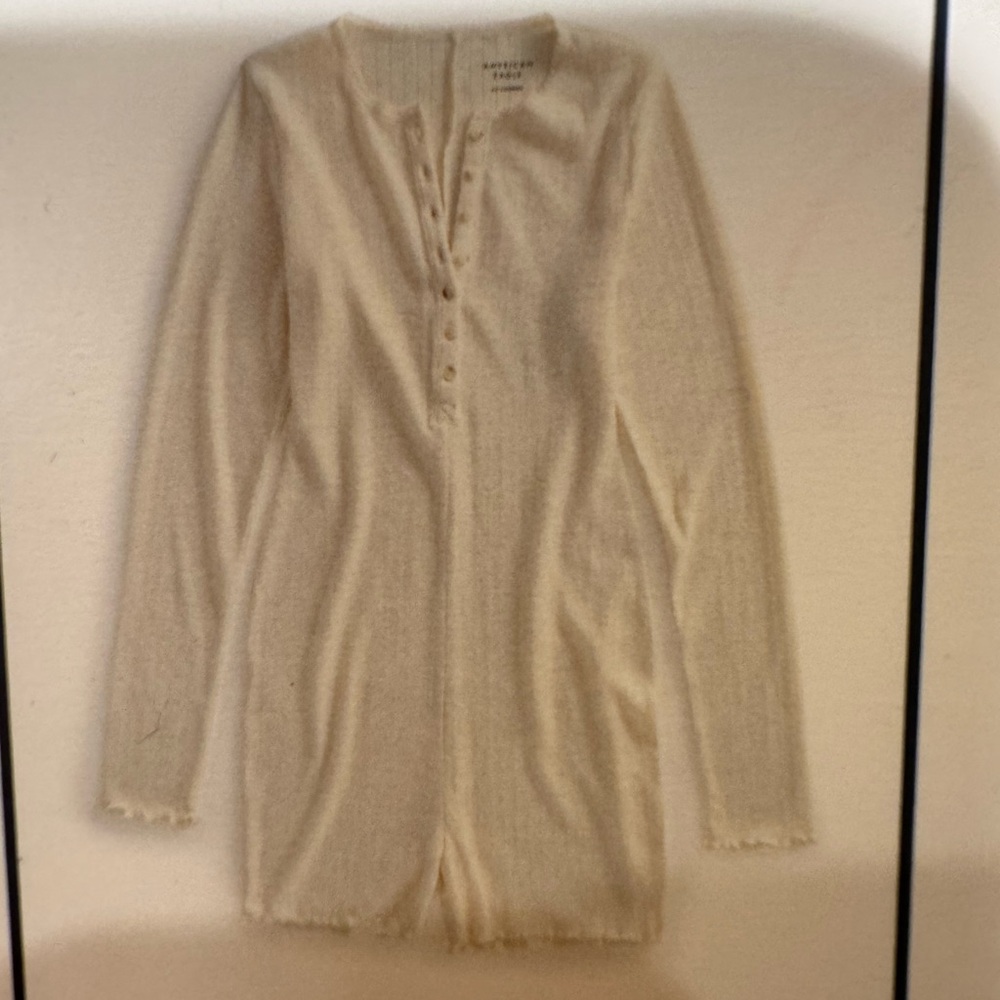 American Eagle Cream Plush PJ Romper